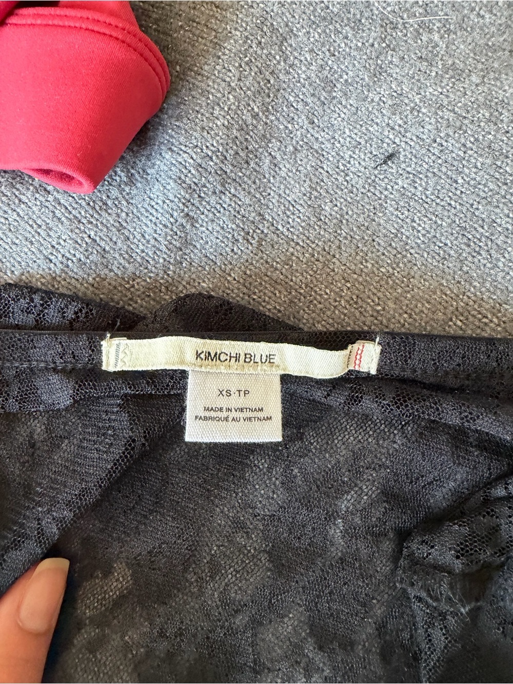 Kimchi Blue Black Lace Short Sleeve Crop Top - Picture 3 of 3